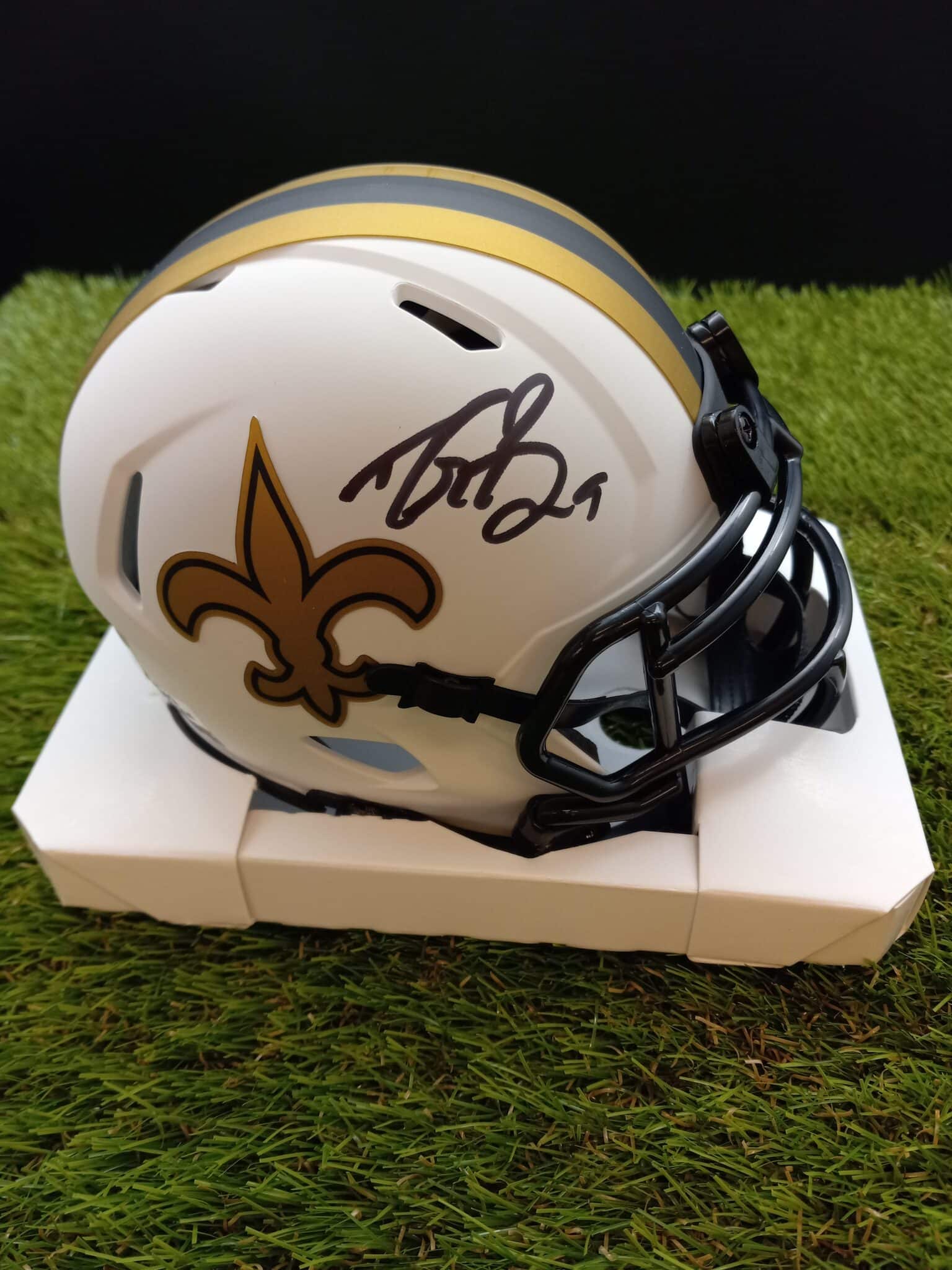 Drew Brees New Orleans Saints Signed Saints Lunar Eclipse Mini Helmet —  Ultimate Autographs